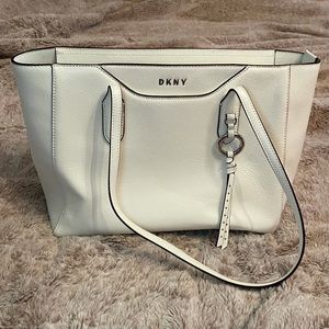 DKNY White and Brown Tote